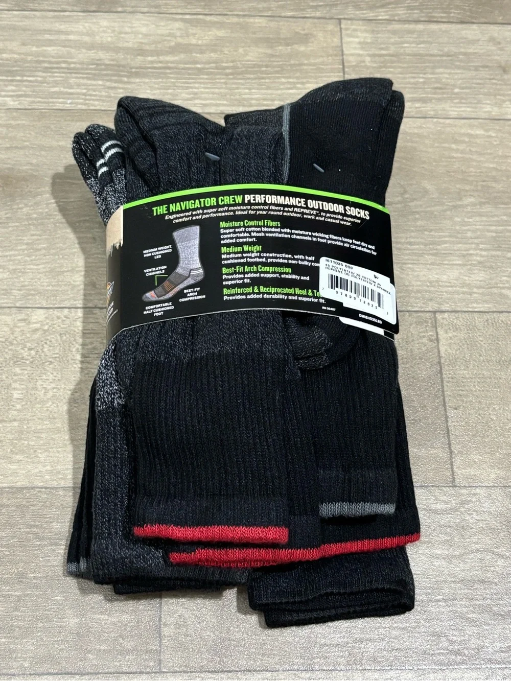 Dickies The Navigator Crew Performance Outdoor Men’s Socks 6 Pairs Size 6-12